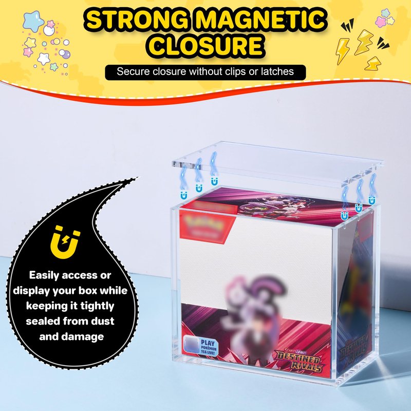 Kisbox 2 PCS PKMN Booster Box Acrylic Case, 5MM Acrylic Display Case, Clear Ultra Boxes for Display Compatible with PKMN Booster Boxes, Dustproof and Waterproof Display Box