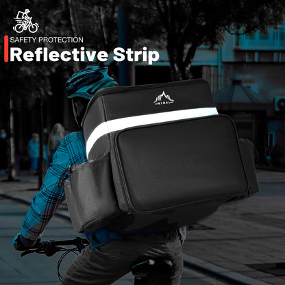 GoHimal Food Delivery Backpack, insulated delivery bags for Delivery Bike, Large Pizza Delivery Bag for HOT/COLD with 4 Pockets Reflective Strip for Uber Eat,Camping & Beach (Black)