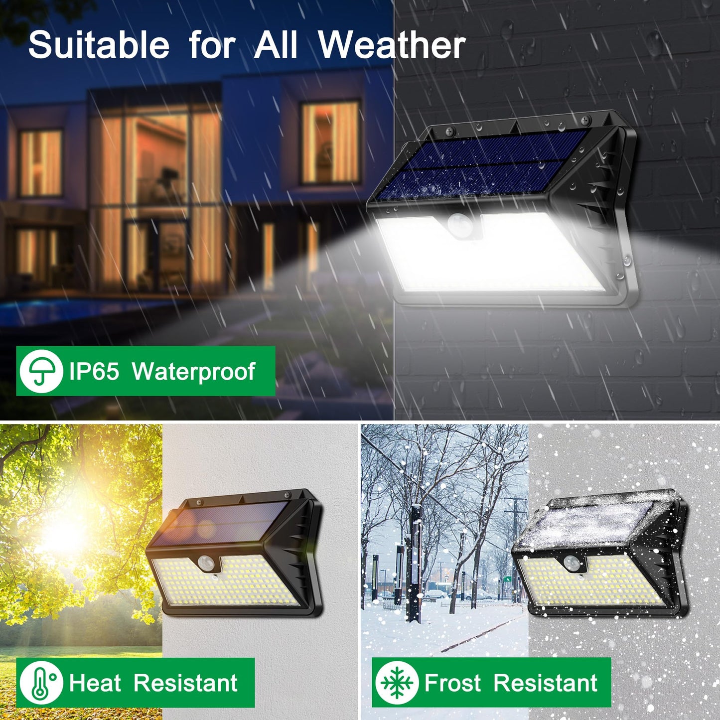 Solar Lights Outdoor Garden 185 LED Motion Sensor Security Lights, Solar Powered Wall Lighting with 3 Modes, IP65 Waterproof, Ideal for Patio, Fence, Driveway – 2 Pack Cool White