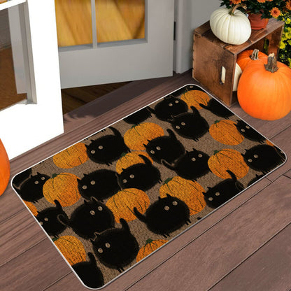 GAGEC Halloween Door Mat Pumpkins Cat Outdoor Rug Bathroom Doormat Entrance Rugs Farmhouse Home Kitchen Decoration Floor Front Door Mats 17 x 27 Inch