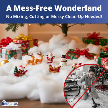 Eucatus 1 Pack Fake Snow Fluff Sheet – 15 sqft Fluffy Cotton-Like Christmas Snow for Mantle, Tabletop, Winter Village, Tree Base & Nativity Display Decoration