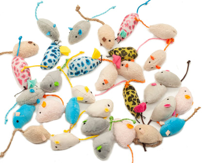 Fashion's Talk Mouse Cat Toys Soft Plush Catnip Mice Assorted Style Variety Pack 32 Count