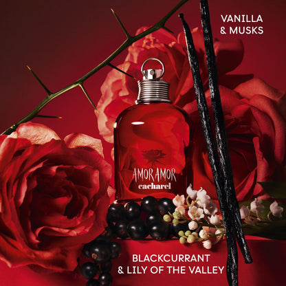 Cacharel Amor Amor Eau de Toilette Spray Perfume for Women, Notes of Blackcurrant, Lily of the Valley & Vanilla, Floriental Fruity Fragrance With Long Lasting Scent, 1.0 Fl Oz