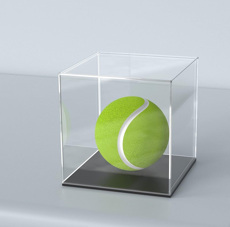 Acrylic Display Case - 4x4x4 Inch Cube Box for Softball Collectibles | Clear with Matte Black Base