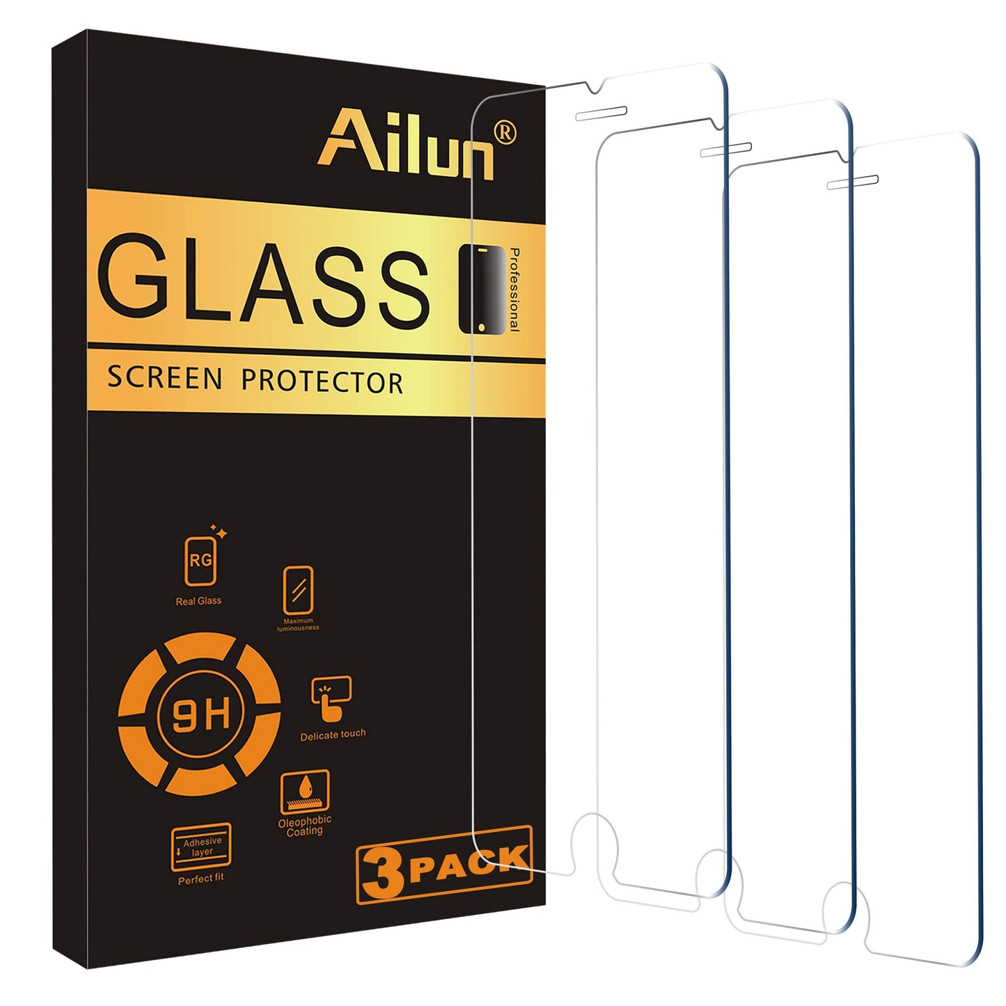 Ailun Screen Protector for iPhone 16 / iPhone 15 / iPhone 15 Pro [6.1 Inch] Display 3 Pack Tempered Glass, Dynamic Island Compatible, Case Friendly [Not for iPhone 16 Pro 6.3 Inch].