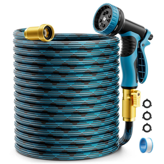 Garden Hose, Non-Expandable Water Hose 75 ft, Flexible, Kink & Leak Proof Water Pipe with 10-Function Spray Nozzle, Lightweight Outdoor Hose for Yard, Lawn, Car Wash, RV and Home Use
