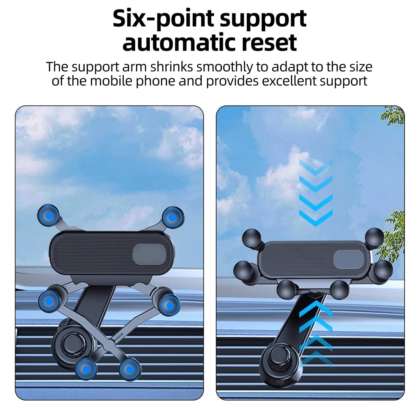 Car Phone Holder with 6-Point Extension Arm – Long Reach Adjustable Car Mount for Dashboard or Windshield, Ideal Phone Holder for Trucks, SUVs, and Sedans