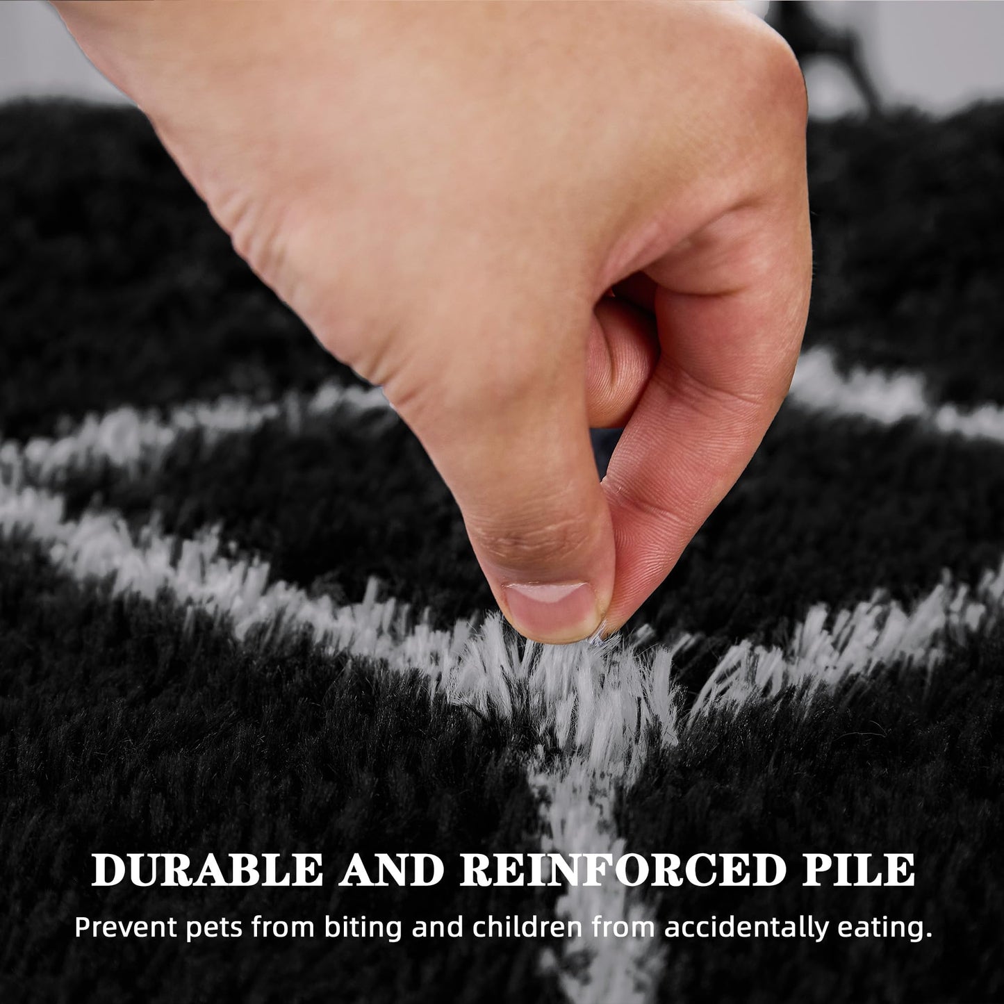 ARKIIKI Fluffy Rug for Bedroom Living Room, 4x6 Black and White Soft Area Rug, Machine Washable Shag Geometric Fuzzy Kids Non Slip Carpet Home Decor Aesthetic, Plush Floor Mat for Nursery Teen Dorm