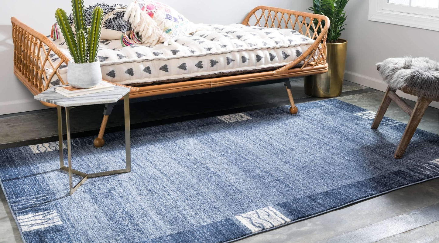 Unique Loom Del Mar Collection Area Rug - Sarah (3' 3" x 5' 3" Rectangle, Light Blue/ Blue)