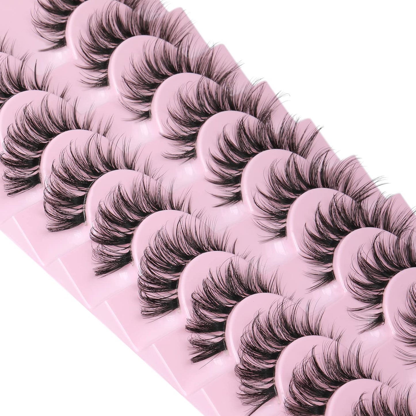 False Eyelashes Clear Band Natural Lashes Wispy Cat Eye 15mm Russian D-Curl Lashes Extension Strip Eyelashes Pack by Kiromiro