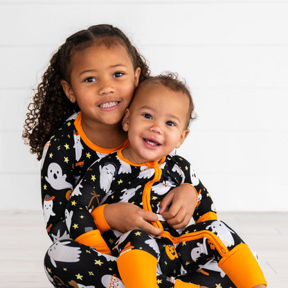 Little Sleepies Two-Piece Halloween Pajamas Set for Boys & Girls, Viscose from Bamboo Toddler Pajamas, Family Matching PJs, Friendly Ghosts, 4T