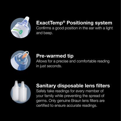 Braun ThermoScan 5 Ear Thermometer - ExacTemp Stability Indicator for Professional Accuracy, Digital Display, Baby and Infant Friendly, No. 1 Brand Recommended by Pediatricians, FSA and HSA Eligible