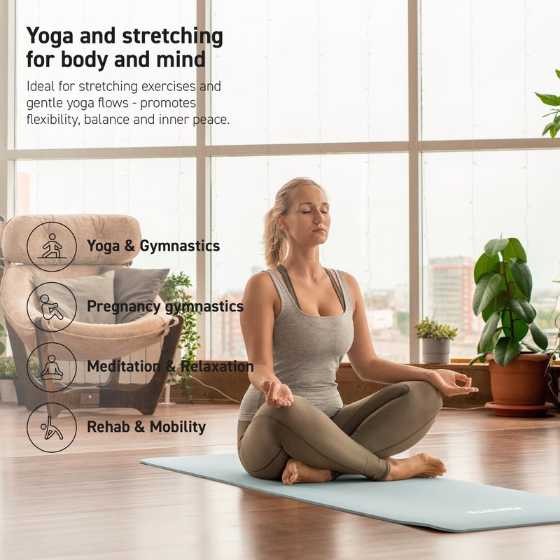 MSPORTS Thick Yoga Mat Premium Non Slip – Extra Comfortable Exercise Mat for Home Workouts, Pilates, Stretching & Gym – Cushioned NBR Foam, Yoga Mat with Strap, for Women & Men (Mint, 74.5 x 32 x 0.6 in)