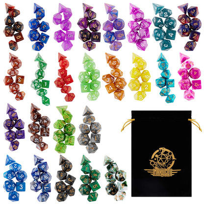 DND Dice Set, 25 X 7 Polyhedral Dice (175 Pieces) for Dungeons and Dragons DND RPG MTG Table Game D4 D6 D8 D10 D12 D20 25 Colors Dice with 1 Large Flannel Bag