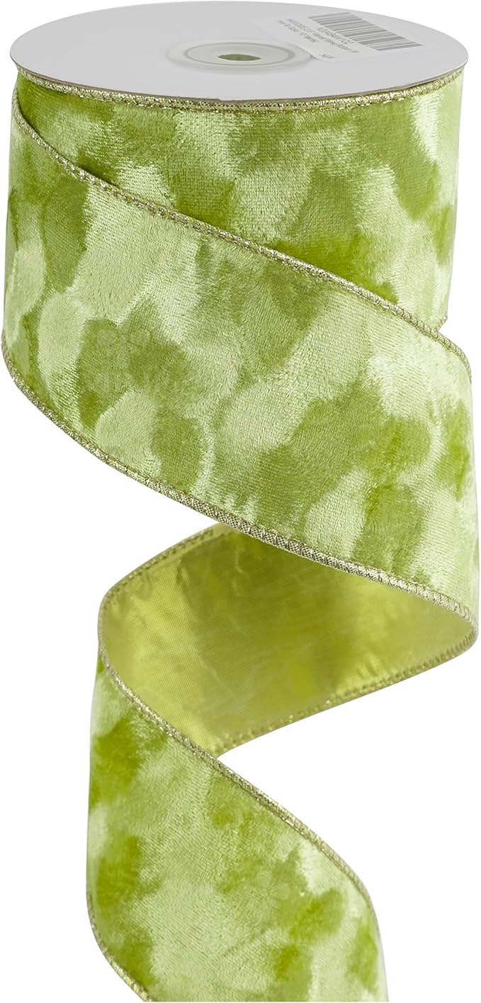 MEEDEE 2.5 inch Moss Green and Gold Velvet Ribbon 10 Yards Roll Two Tone Thick Wired Ribbon for Christmas Tree, Gift Wrapping, Velvet Bow, Wreaths, Crafts Supply, Seasonal Decorations