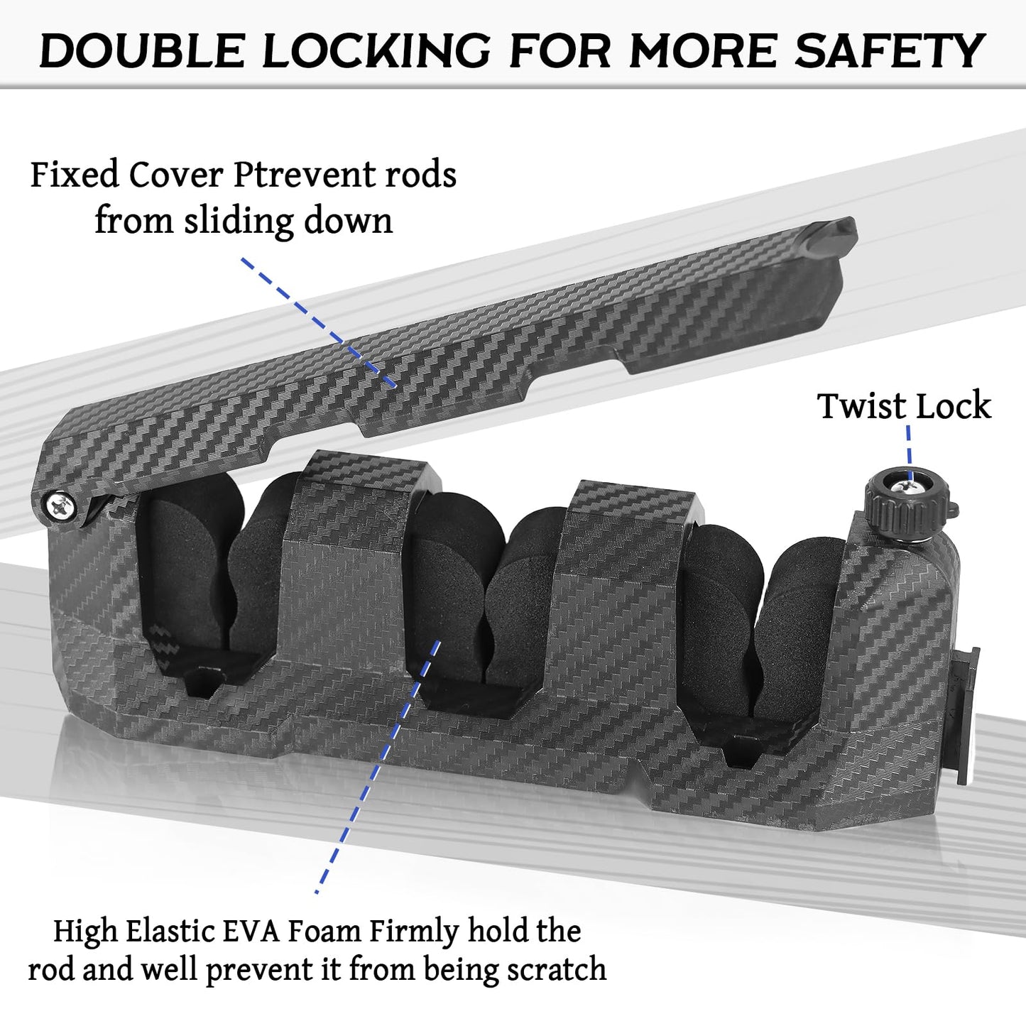 Ruppence 4-Pack Fishing Rod Holder for Garage, Wall Mounted Fishing Pole Holders with EVA Foam, Vertical Fishing Rod Rack Storage for Boats, Garage, Wall, Ceiling