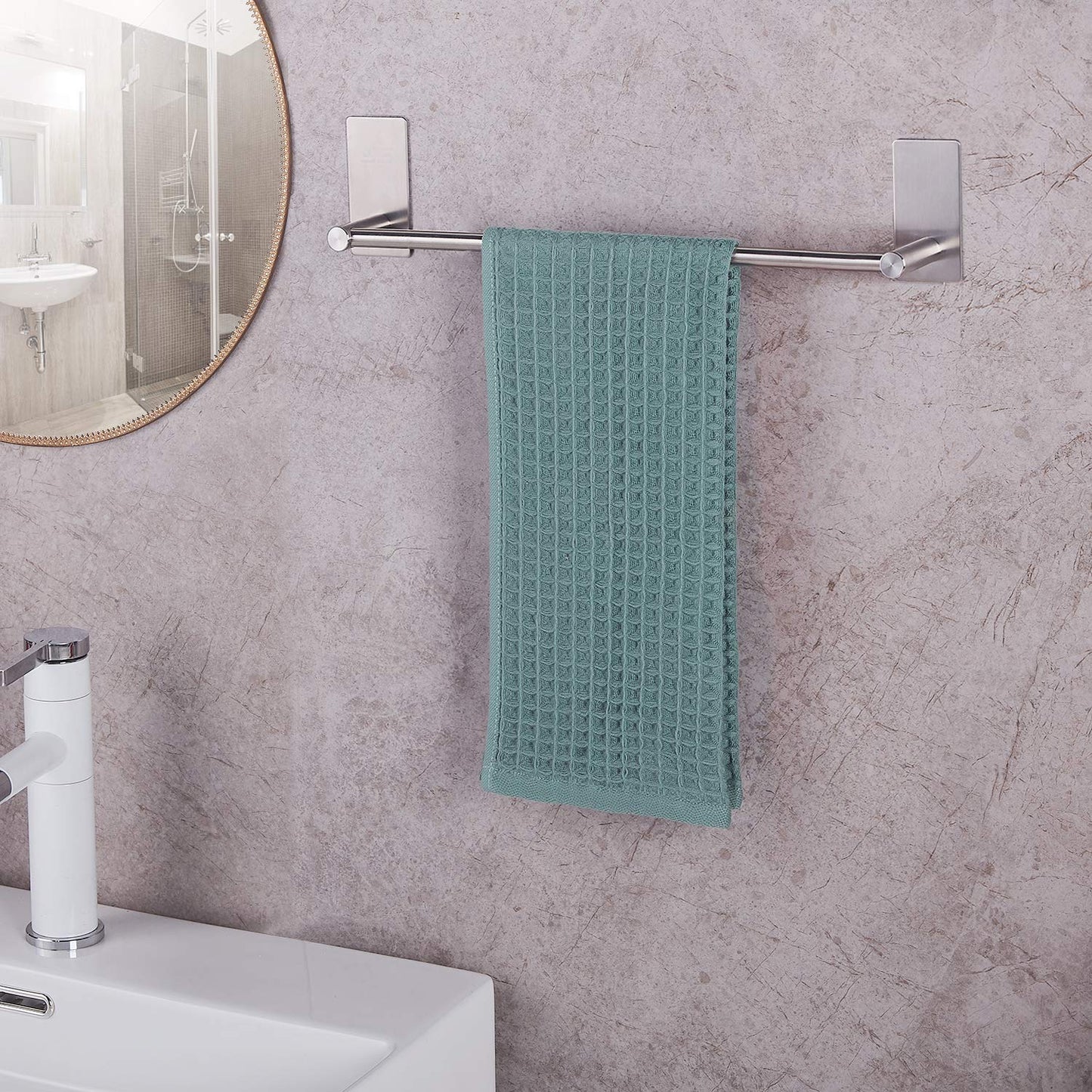 JS Towel Rail Holder 30CM Towel Bar Stainless Steel Adhesive Rails No Drilling Small Shower Tea Towel Rack Shelf for Bathroom Hardware and Kitchen