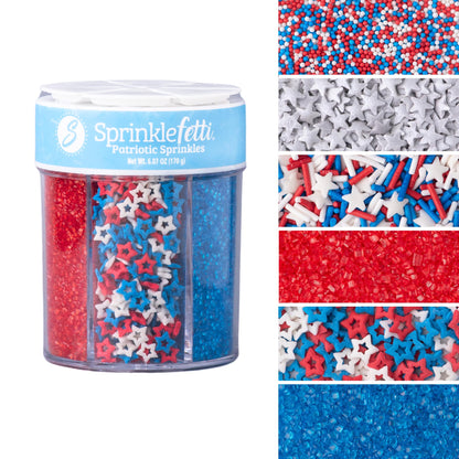 Sweets Indeed Valentines Sprinkles 6-Cell Jar | Heart Sprinkles, Red White Pink Jimmies & Sanding Sugar | Baking & Decorating | 6.45 ounces