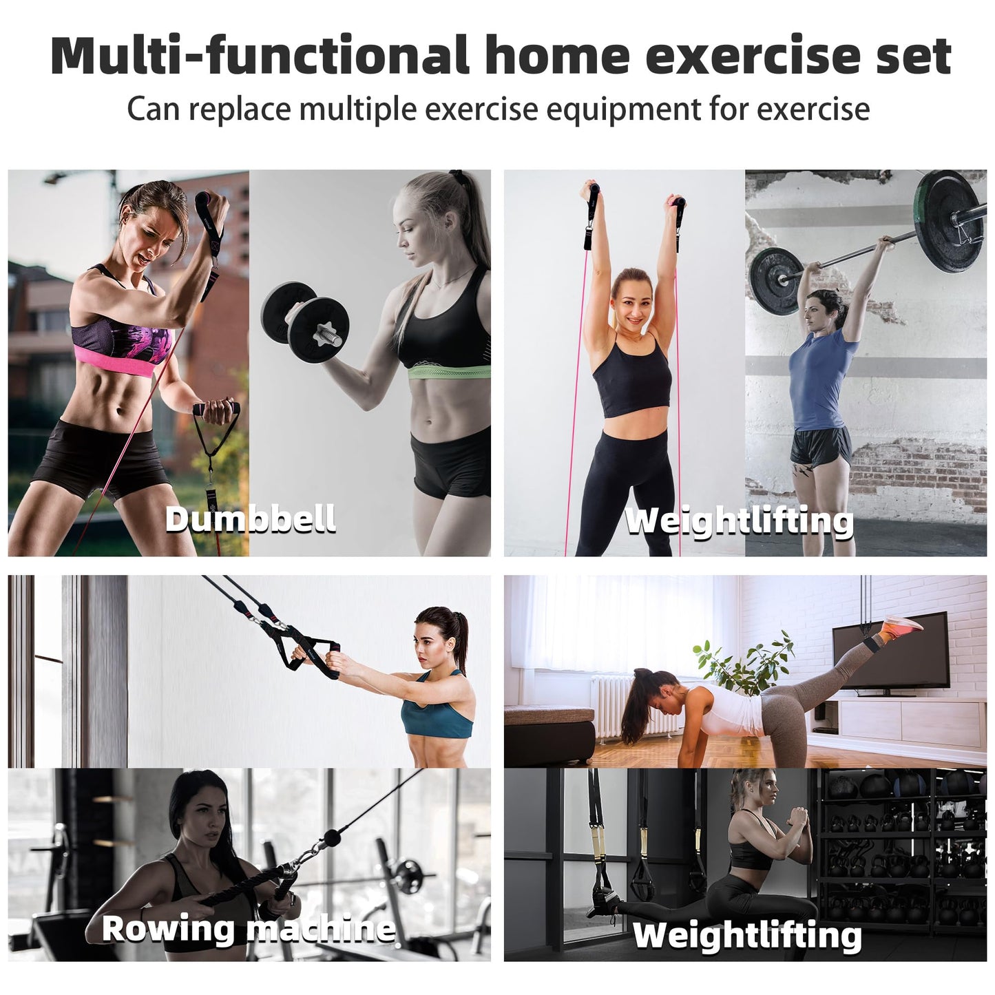 Besloor Resistance Band Set. Exercise Bands with Handles, Door Anchor and Ankle Strap. Home Gym, Supports Full-Body Workouts - with Training Guide and Fitness Video (Pink)