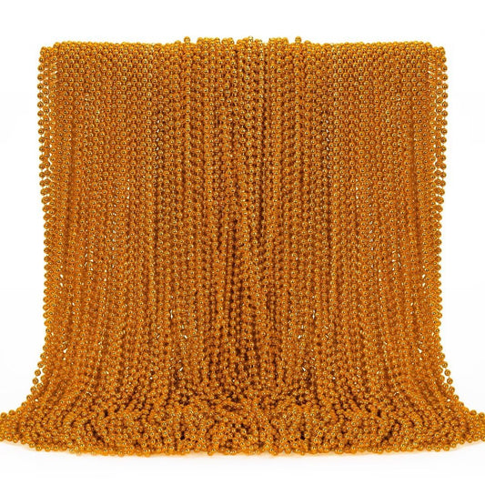 144PCS Bead Necklace, Orange Halloween Bead Necklaces Party Favors, 33" Mardi Gras Beads Necklaces Costume Bulk, Festival Parade Throw Accessories for Mardi Gras Halloween Wedding Celebrations Decor