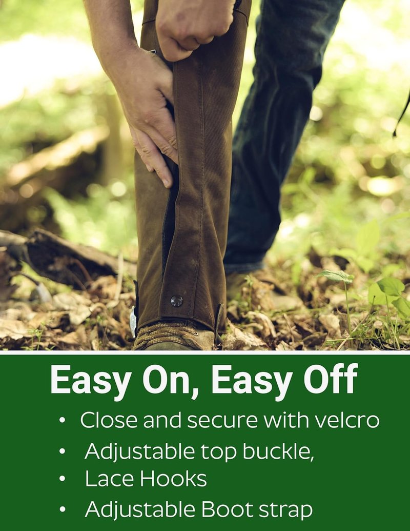 High-Performance Snake Protector Gaiters | Waterproof, Briarproof Nylon for Rugged Hiking & Outdoors - Adjustable Fit for All Shoes & Boots
