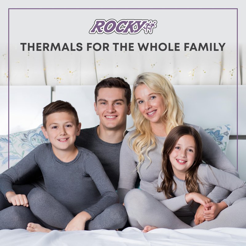 Rocky Thermal Underwear Men Long Johns Men Thermal Underwear Thermals Mens Base Layer Mens Thermals Top and Bottom Set (Black, Large, Standard Weight - 185 GSM, One Pack)