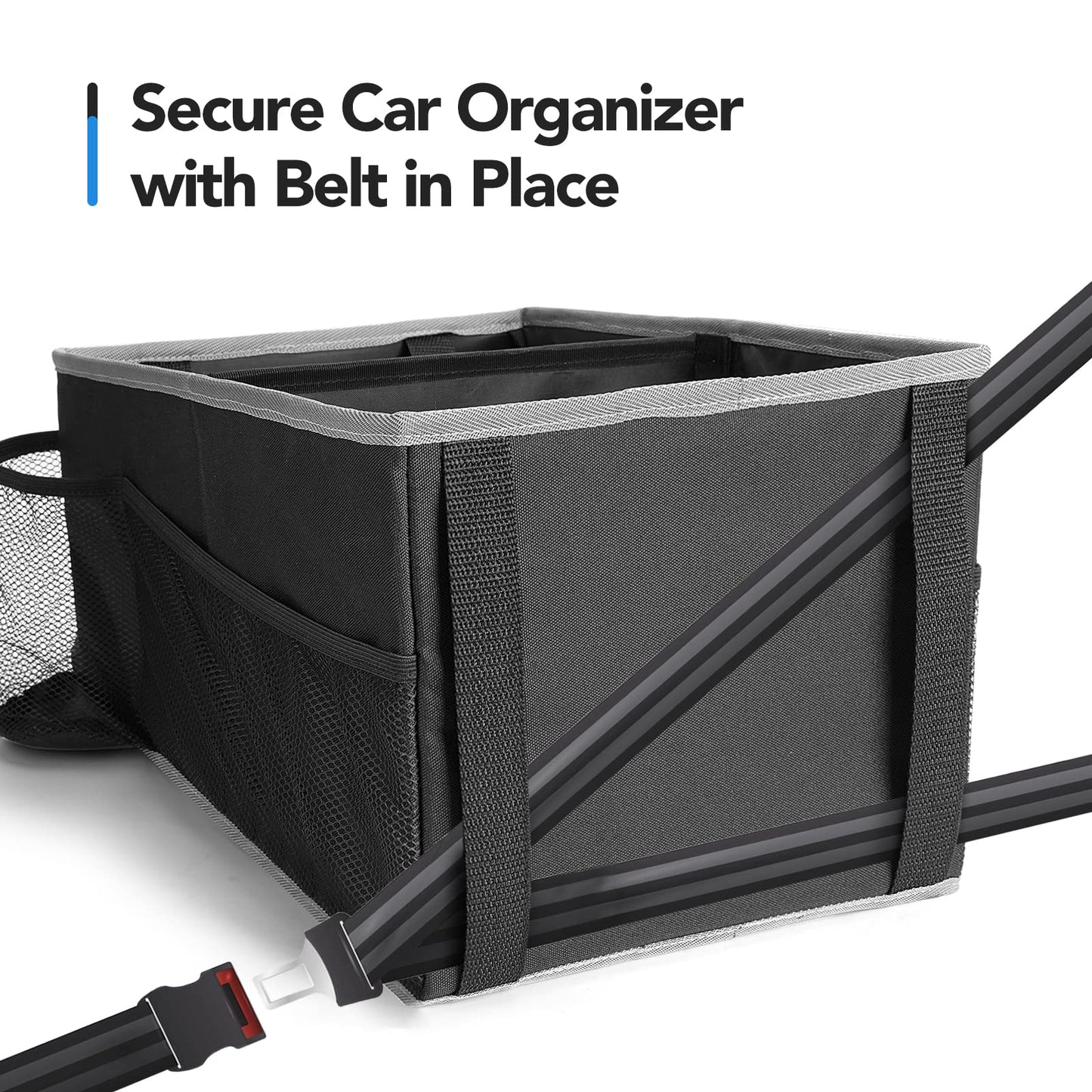 Alijees Car Seat Organiser - Car Caddy Accessories Organiser Back Seat for Kids, Car Boot Storage Backseat Organiser Front Seat With Cup Holders, Tissue Box, Multiple Mesh Pockets, Black