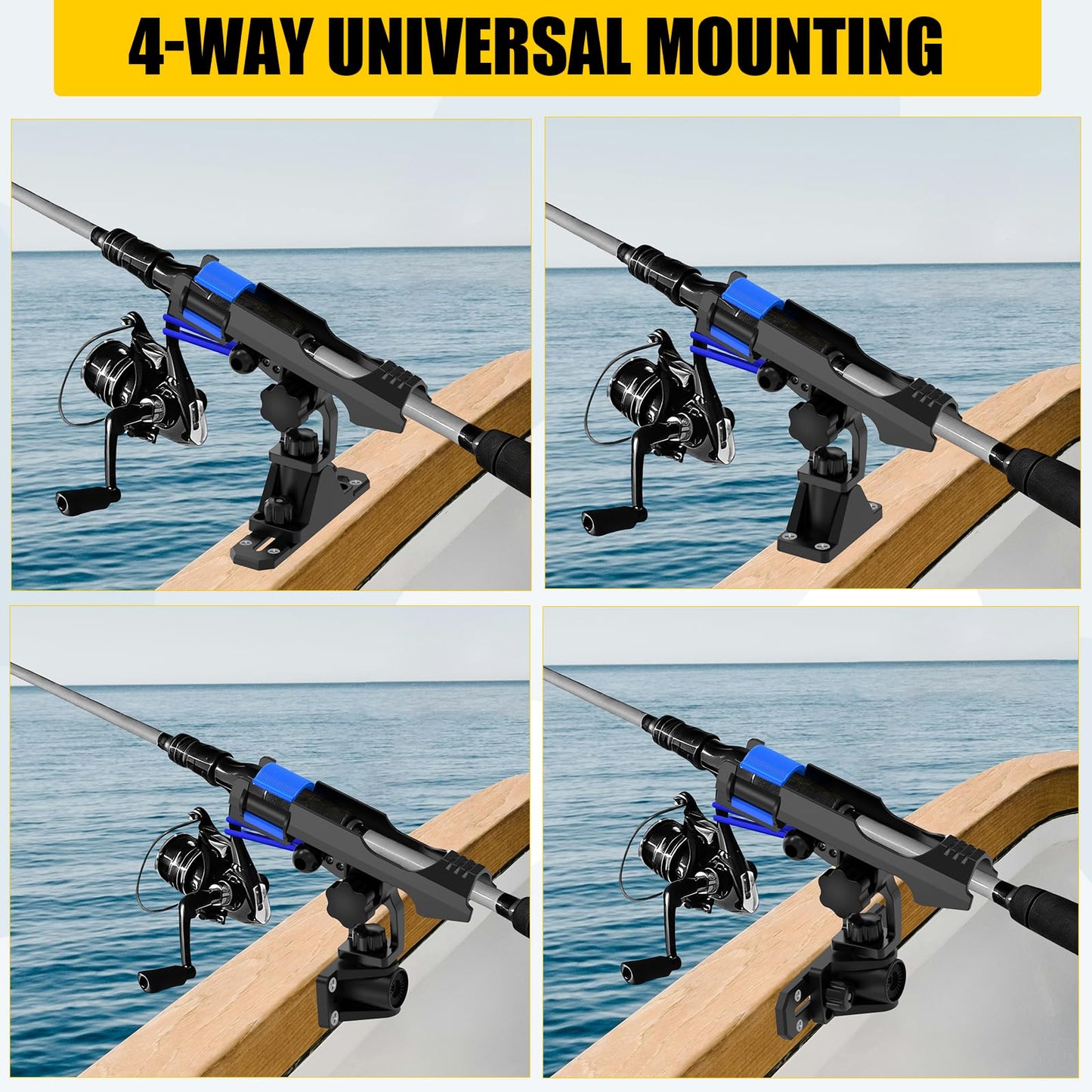 Track Mount Fishing Rod Holder for Kayak or Boat, Track Rod Holder with Solid Dual T Bolt and Bungee Cord Safety System for Kayak or Boat Trolling, Anglers' Gift