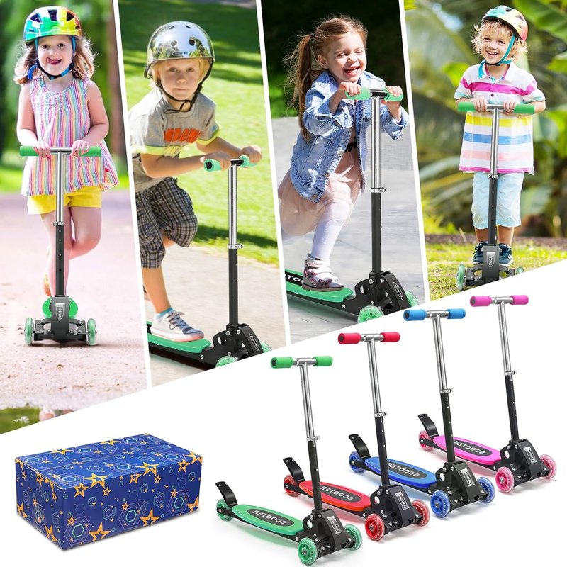 Kids Kick Scooter - 3-Wheel Design for Stability & Safety | Adjustable Height