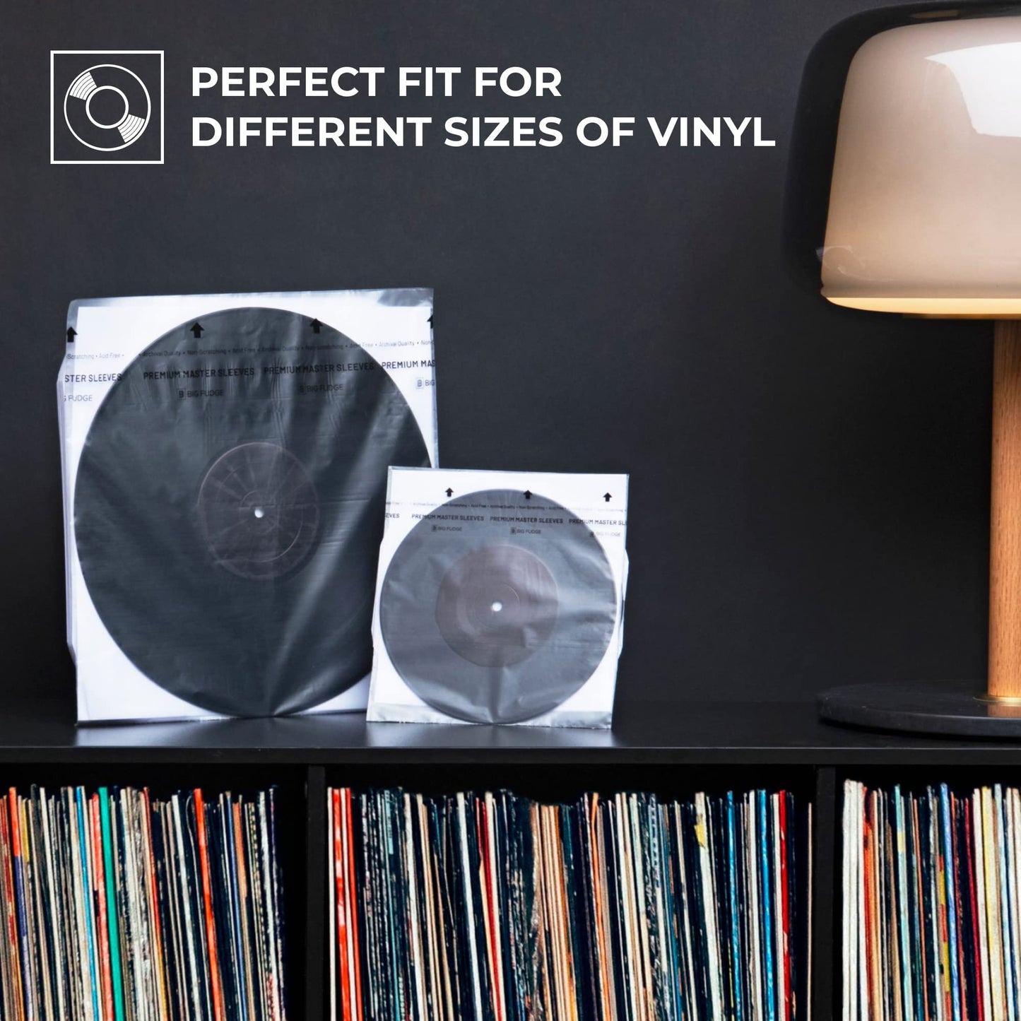 Big Fudge Premium Master Vinyl Record Sleeves - 7 inch x 50pcs - Archival Anti-Static Rice Paper Inner Sleeves - Clear 3 Layer LP Covers - Protective Plastic Cover for Records