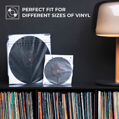 Big Fudge Premium Master Vinyl Record Sleeves - 7 inch x 50pcs - Archival Anti-Static Rice Paper Inner Sleeves - Clear 3 Layer LP Covers - Protective Plastic Cover for Records