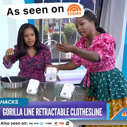 GorillaLine - Retractable Clothesline Indoor Outdoor Clothes Line | Heavy Duty Clothes Drying Laundry Line | Wall Mounted Drying Rack Clothing Line | Retracting Hanging | Lock to Prevent Sagging Gray