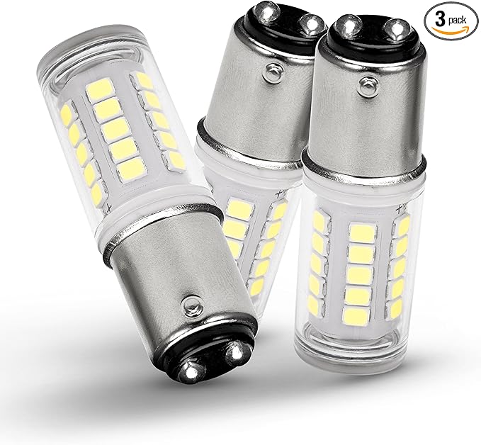 12V BA15D 1076 1142 1176 S8 LED Bulb, 5 Watt 6000K Bright White, Double Contact/DC Bayonet Base, AC/DC12-24 Volt for RV Camper Trailer Boat Trunk Interior Lights(Pack of 3)