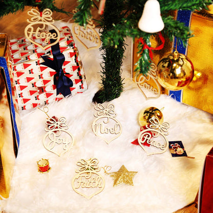 Bememo 30 Pcs Christmas Ornaments Bulk Wooden Christmas Tree Decorations Hanging Faith Hope Rustic Religious Christian Hollow Ornaments for Gifts Xmas Party Decorations Craft