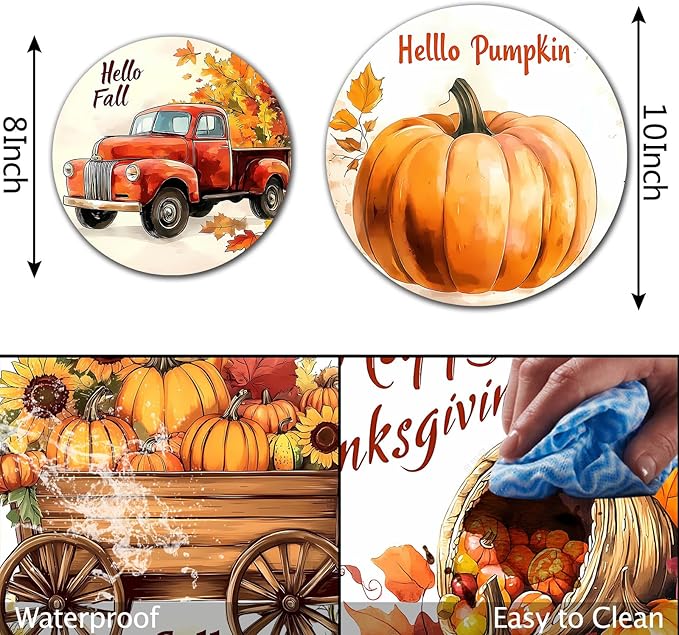 Autumn Pumpkin Electric Stove Burner Covers，4 Pcs Thanksgiving Decor Round Stove Burner Cover，8 Inches and 10 Inches，Gas Stove Burner Cover,Metal Cooktop Fall Decorative Home Decor,Kitchen Decor