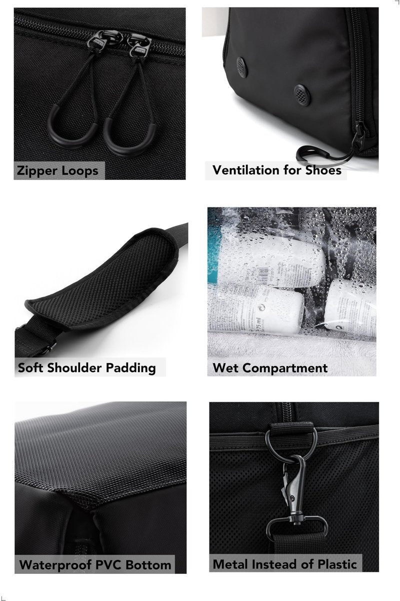 Fitgriff® Gym Bag V2 for Men and Women with Shoe & Wet Compartment - Duffle Bag for Travel, Sports, Fitness and Workout (Full Black, 19 x 10 x 11″ (Small))