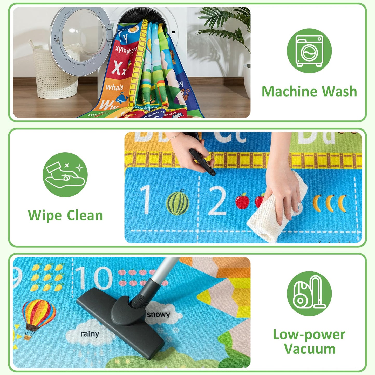 ST. BRIDGE Educational Kids Rug for Playroom 4x6 Feet, Non Slip Play Mat with ABC Alphabet, Numbers & Animals for Toddler Preschool Nursery Classroom, Soft Washable Area Rug for Early Learning