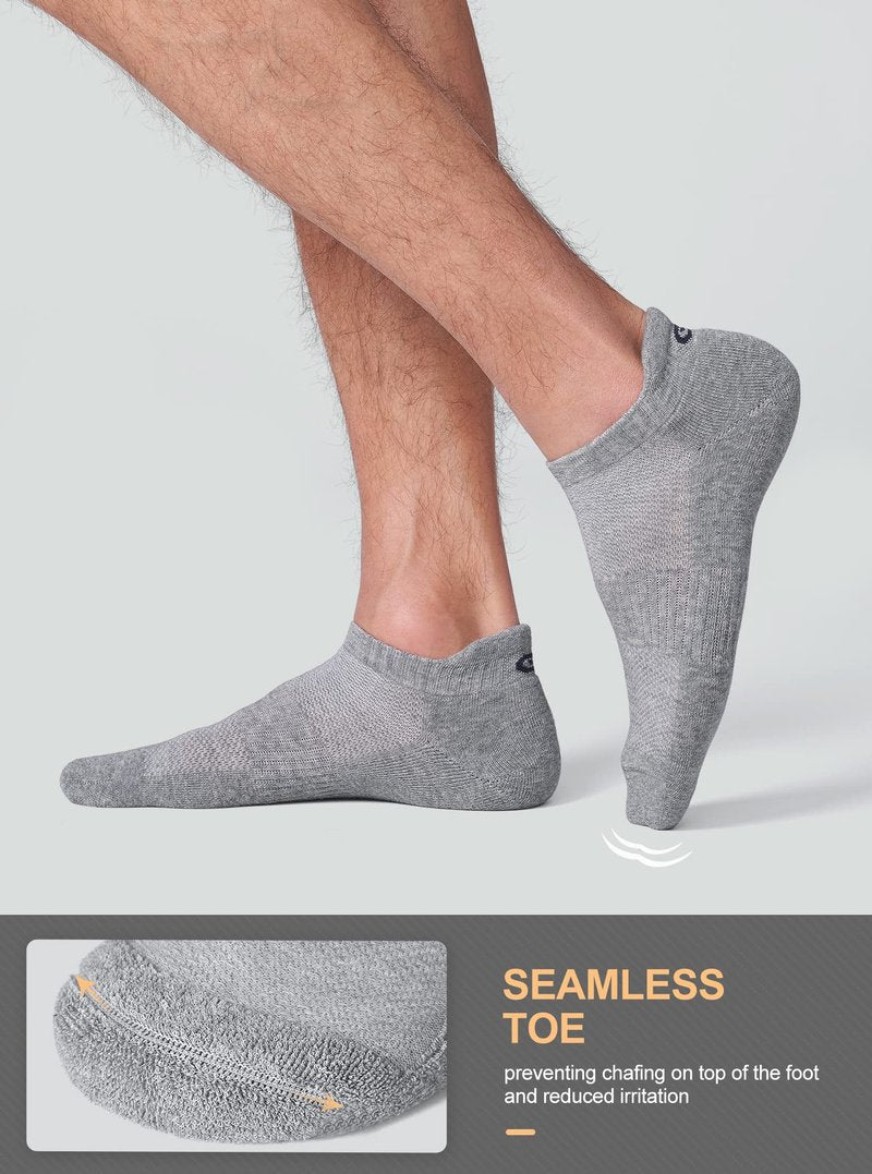 CS CELERSPORT Ankle Athletic Running Socks Low Cut Sports Tab Socks for Men and Women (6 Pairs), Medium, Grey