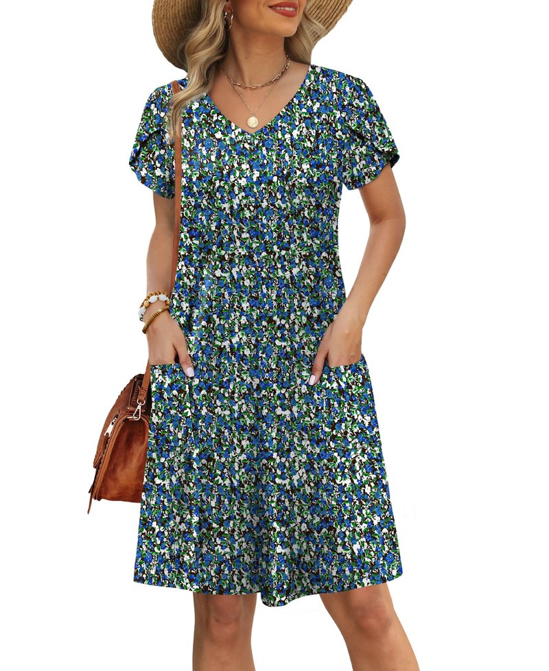 OFEEFAN Spring Dresses for Women 2026 Summer Tshirt Dress Flowy Sundresses Beach Vacation Clothes Cruise Outfits Print 03 L