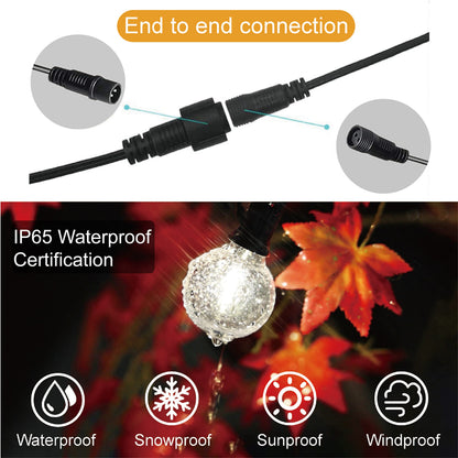ZOTOYI LED Outdoor String Lights Mains Powered, 50Ft Waterproof IP65 Garden String Lights, 25+2 G40 Globe Bulbs(2 Spare), Shatterproof Festoon Lights for Outside Bistro Backyard Party Cafe