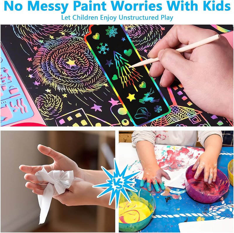 Scratch Art Sets for Kids - 40 Pieces in 5 Styles | Rainbow Scratch Paper & DIY Art Craft Party Favors