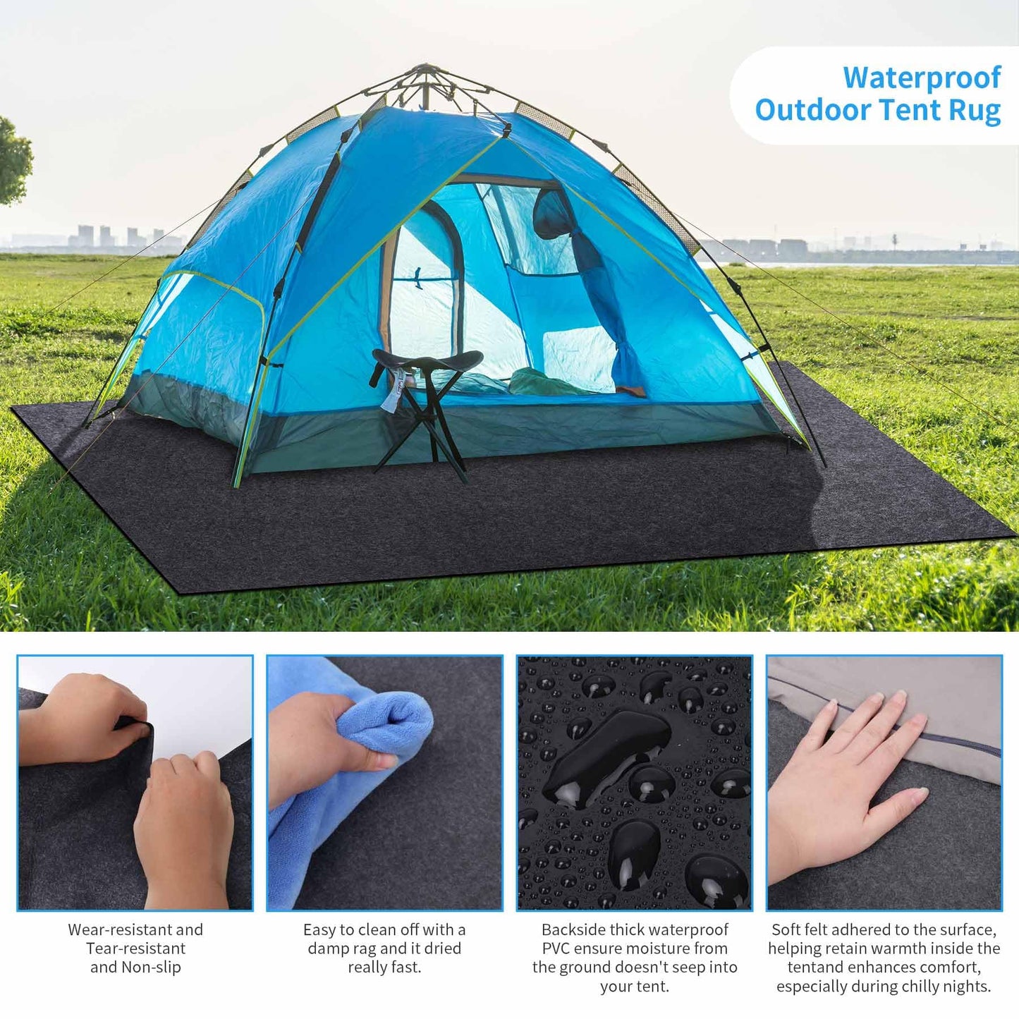 BREENHILL Camping Tent Carpet Mat, (60" x 74") Inside/Outside Tent Rug,Picnic Blanket,Protective Waterproof Liner Keeps You Warm & Dry, Outdoor Camping Floor Rug Accessory,Trimmable Material