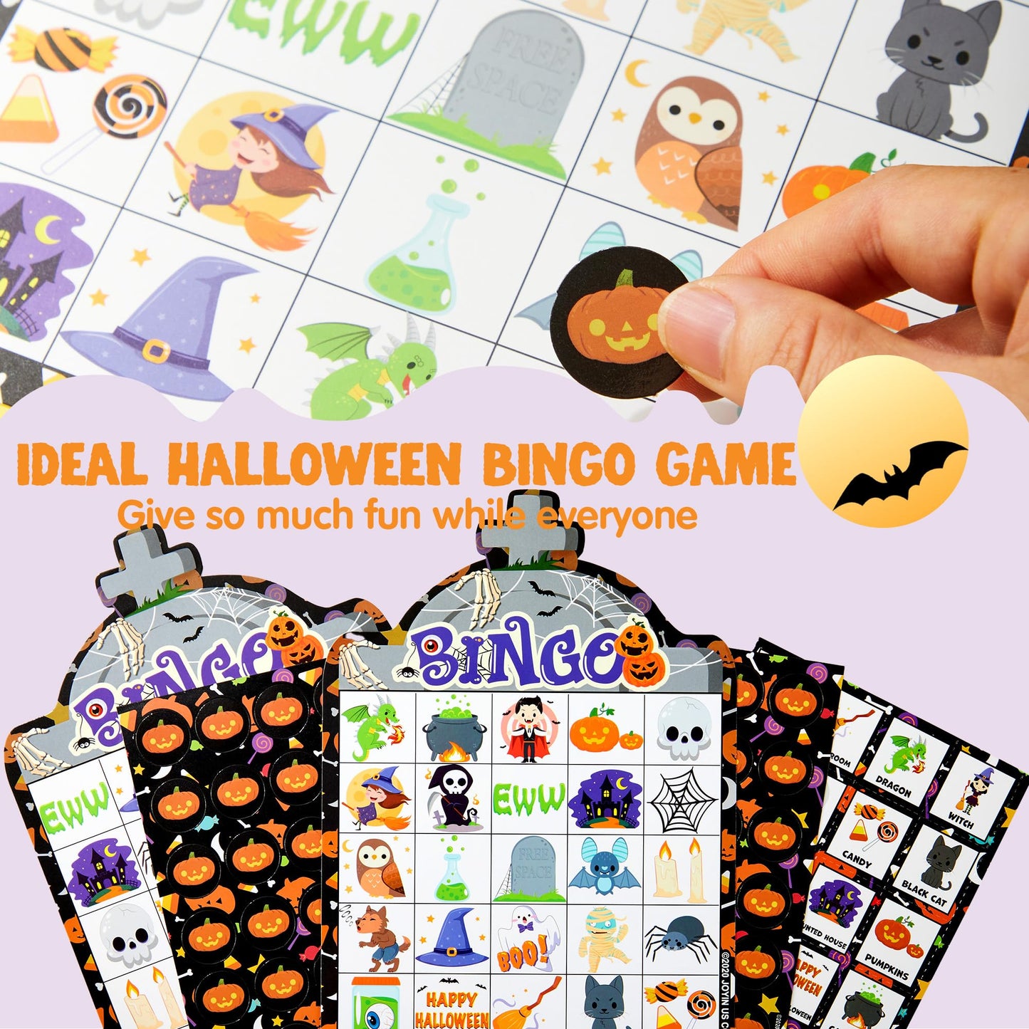 JOYIN 28 Players Halloween Bingo Game Cards for Kids, Halloween Bingo Cards for Classroom School Family Group Activities, Halloween Party Adults Kids Indoor Card Games