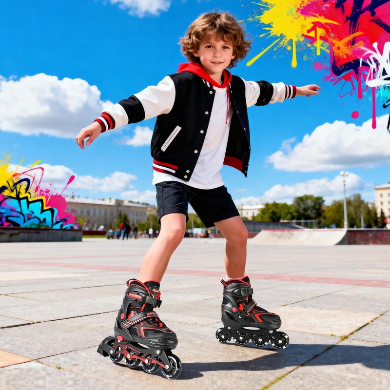 2PM SPORTS Inline Skates for Boys Kids Girls Ages 5-8 8-12 4-6 6-12 with Light Up Wheels, Adjustable Kids Roller Skates Blades for Adults Women Female Beginners Youths Red, Medium - Big Kid (1-4 US)