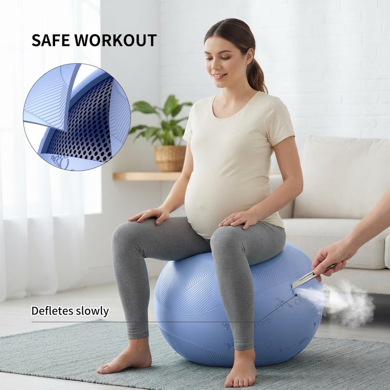 FITMIND Extra Thick Yoga Ball with Training Instruction, Anti-Burst Slip Resistant Exercise Ball with Pump for Pilates,Physical Therapy,Pregnancy Stability,Birthing Ball 22in 26in 30in
