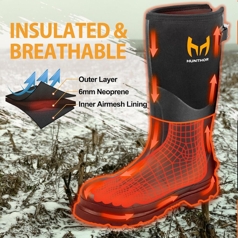 Puncture-Proof Rubber Work Boots - Steel Toe & Shank, Waterproof Insulated 6mm Neoprene | Sizes 6-14