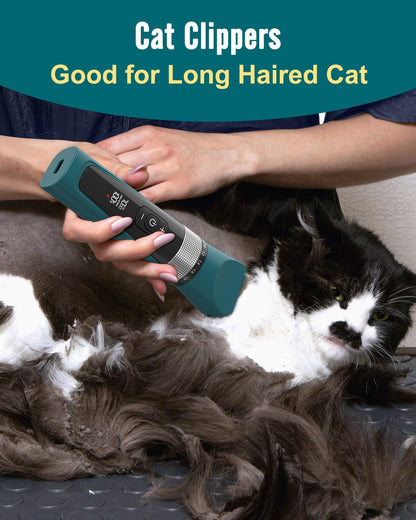 oneisall Cat Clippers for Matted Fur, 5-Speed Quiet Cordless Cat&Dog Grooming Clippers for Long Hair,IPX6 Waterproof Dog Trimmer Shaver for Dogs Cats Animals