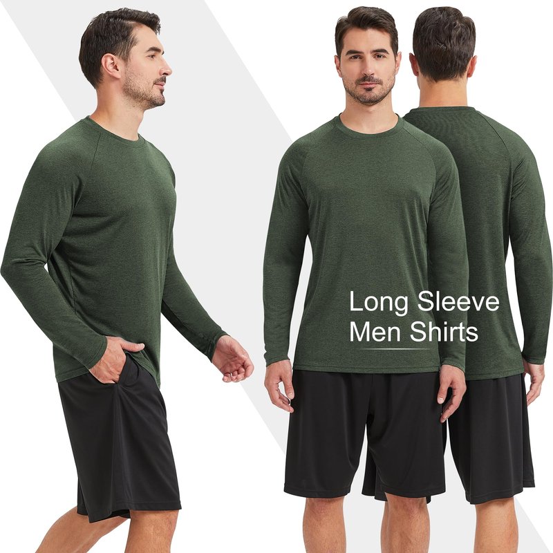 MLYENX 4 Pack Long Sleeve Shirts for Men UPF 50+ UV Sun Protection Quick Dry Moisture Wicking Workout Tee Shirts S