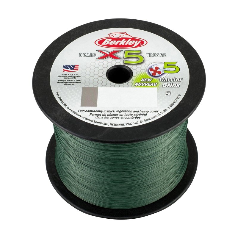 Berkley x5 Braid Superline, Low-Vis Green, 30-Pound Break Strength, 328yd Fishing Line, Suitable for Freshwater and Saltwater Environments