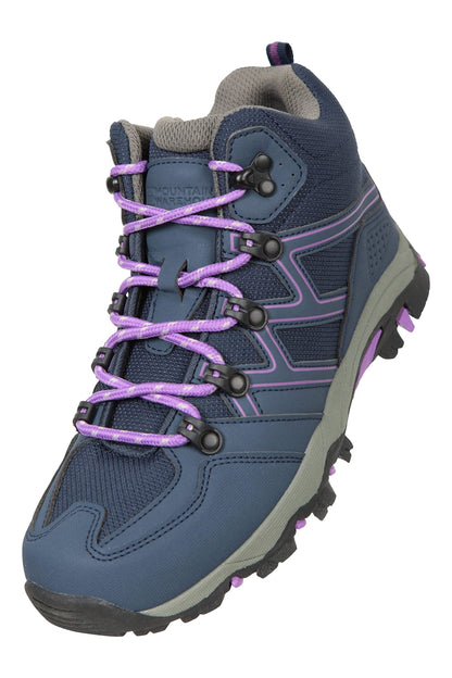 Mountain Warehouse Oscar Kids Walking Boots - Durable Childrens Hiking Shoes, Breathable Girls & Boys Footwear, Suede, Synthetic & Mesh Upper - for Camping & Trekking, Dark Purple, Kids Shoe Size 4 UK